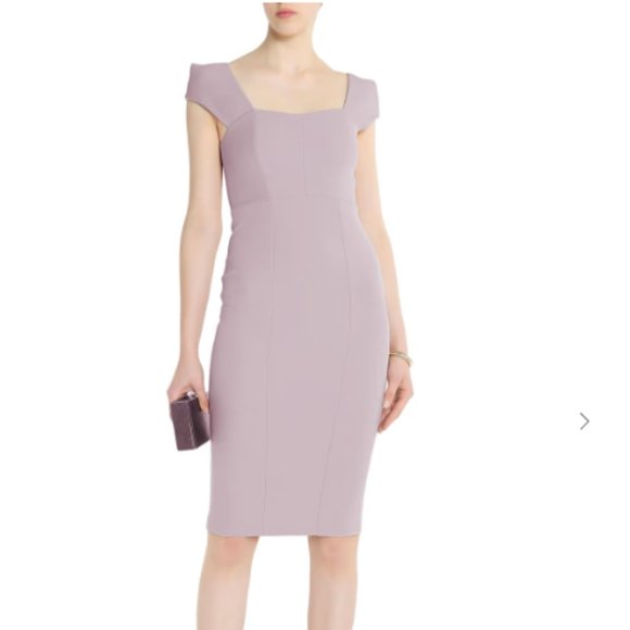 NORDSTROM Cap Sleeve MIDI Empire Waist Sheath Square Neck PINK PEONY SZ 12 NEW! - Picture 2 of 15